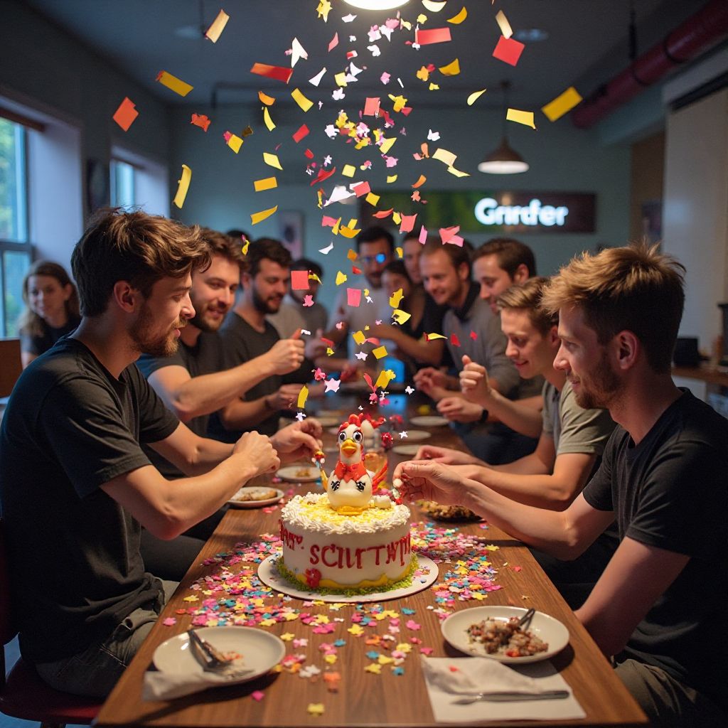 Team celebrating launch